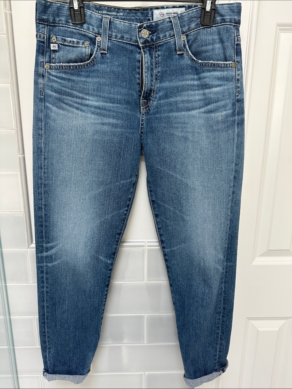 Ag Adriano Goldschmied The Ex-boyfriend Slim Straight Jeans in Medium Blue Wash